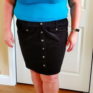 Torrid black corduroy button down skirt
